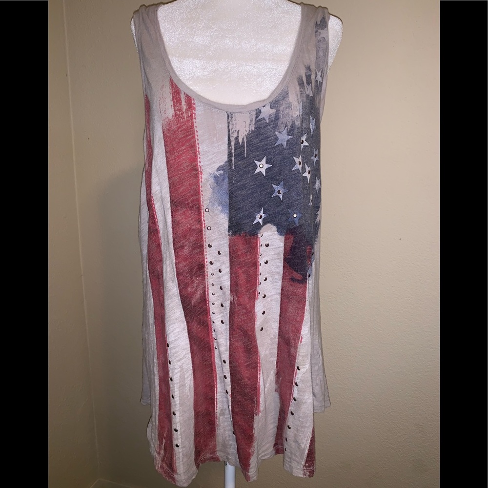 Rock & Republic American Flag Tank Top Gray
